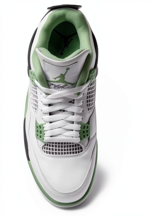 Jordan 4 Retro Women Basketball Shoes White Oil Green Nike-3