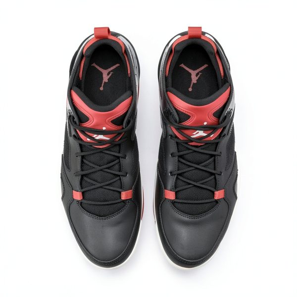 Nike Mens Sneakers Leather Air Cushioning Black Red-3