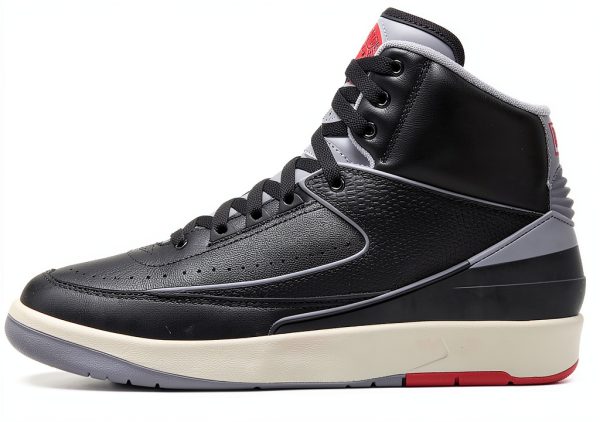 Jordan 2 Retro Mens Basketball Shoes Black Cement Grey-0