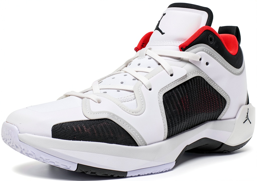 Installing Nike Sneakers White Black Siren Red Mens Womens Shoes on a wooden desk