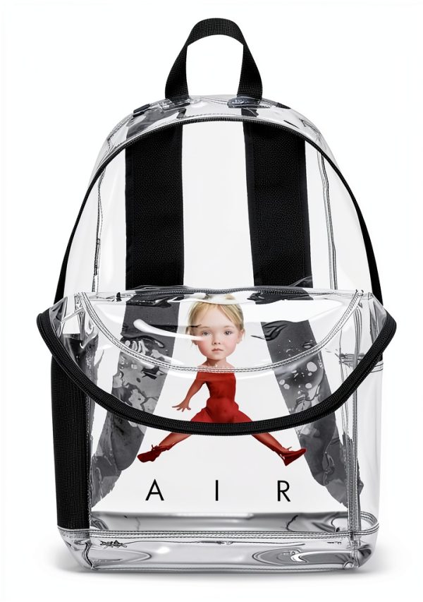 Clear Backpack Adult Black Red Adjustable Padded Straps-1