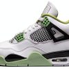 Jordan 4 Retro Women Basketball Shoes White Oil Green Nike-0