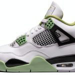 Jordan 4 Retro Women Basketball Shoes White Oil Green Nike-0