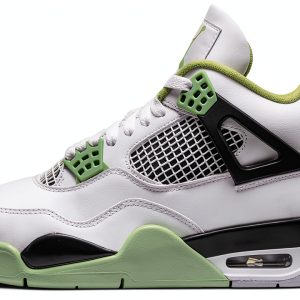 Jordan 4 Retro Women Basketball Shoes White Oil Green Nike-0