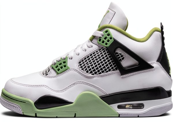 Jordan 4 Retro Women Basketball Shoes White Oil Green Nike-0
