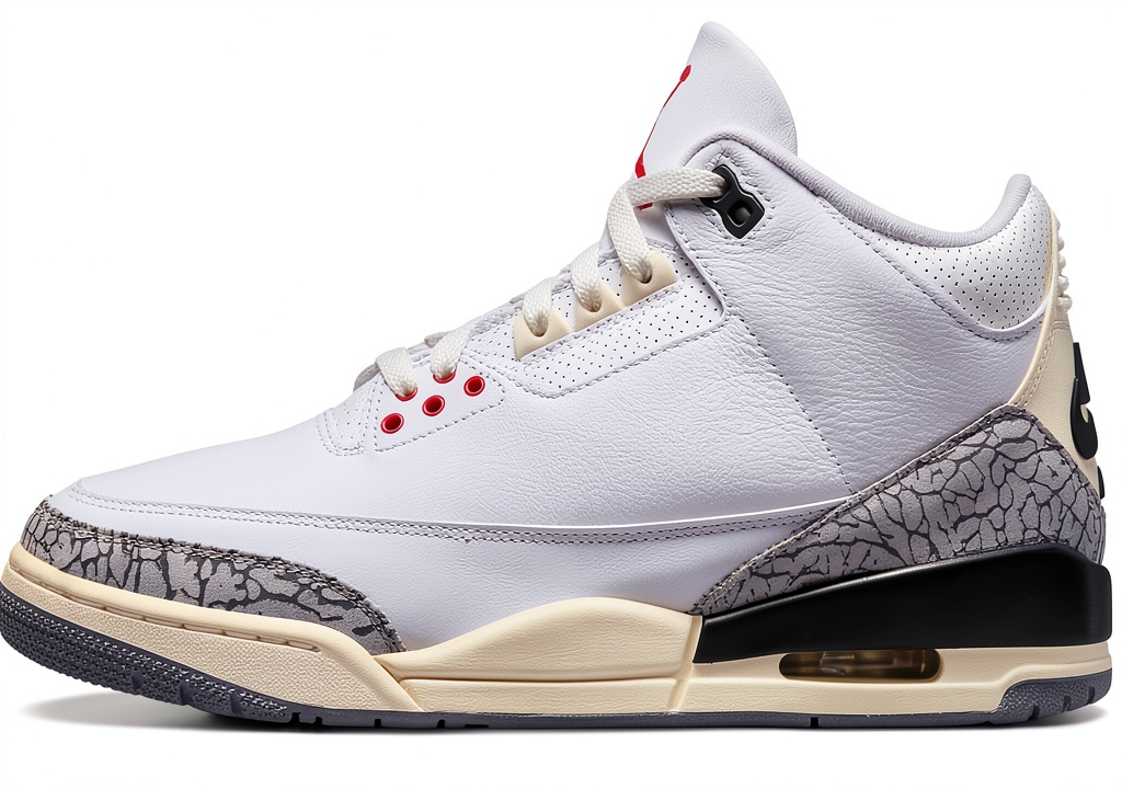 Unboxing Nike Air Jordan 3 Retro Summit White on a wooden table with packaging and shoe box visible