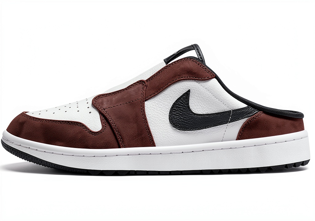 Unboxing Nike Air Jordan Mule Golf Shoes Men Comfortable Design on a wooden desk
