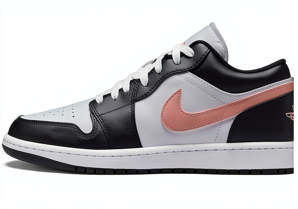 Air Jordan 1 Low Men's Shoes White Rust Pink Black front view