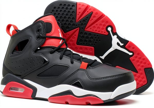 Nike Mens Basketball Shoes Leather Fabric Black Red-1
