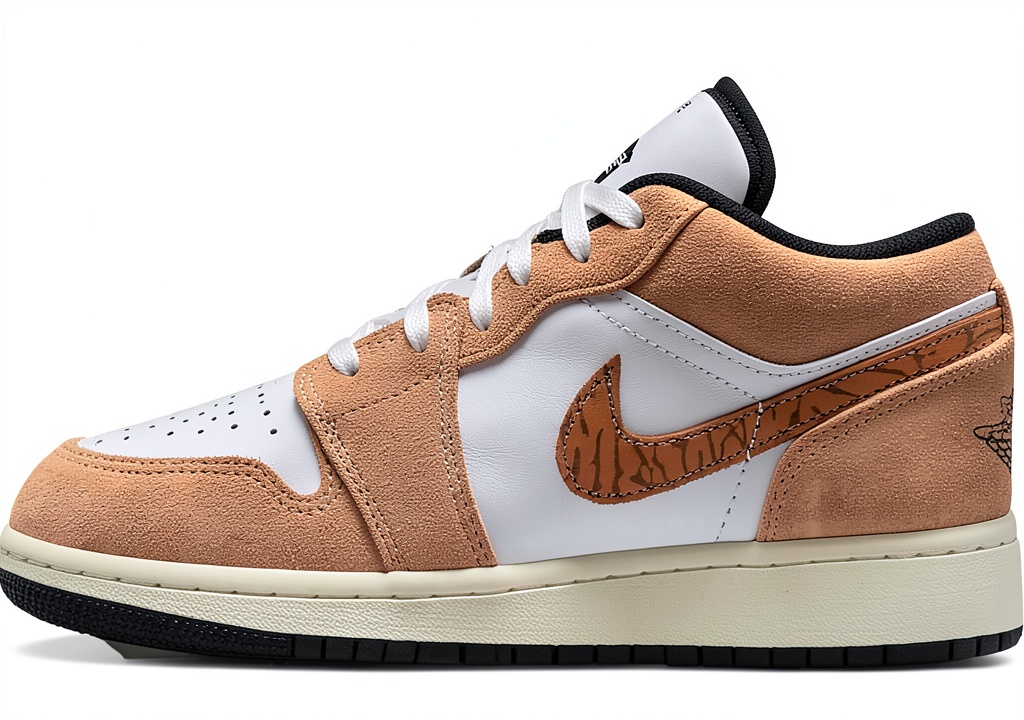 Air Jordan 1 Low Elementary School sneakers in Hemp British Tan color