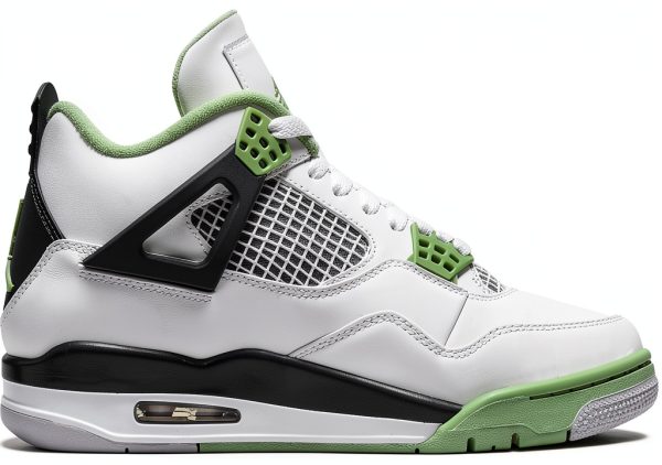 Jordan 4 Retro Women Basketball Shoes White Oil Green Nike-1