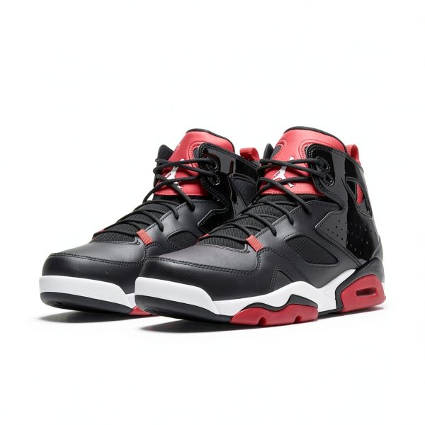 Nike Mens Sneakers Leather Air Cushioning Black Red-4