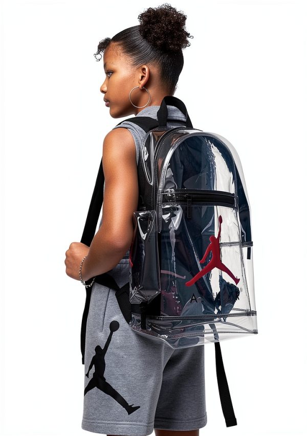Clear Backpack Adult Black Red Adjustable Padded Straps-3