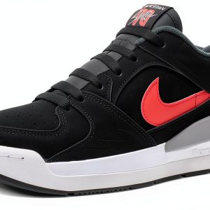 Nike Boys Basketball Shoes Big Kid 5.5-7 Black/White/Fire Red Suede-0
