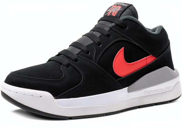 Nike Boys Basketball Shoes Big Kid 5.5-7 Black/White/Fire Red Suede-0