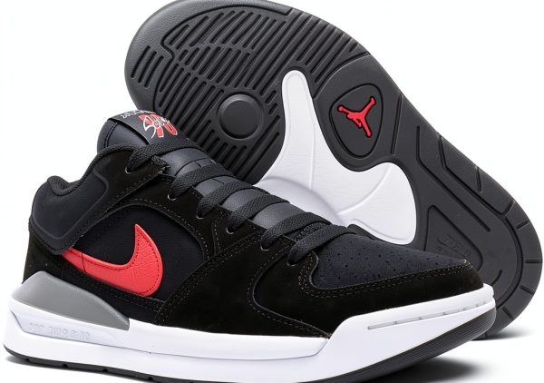 Nike Boys Basketball Shoes Big Kid 5.5-7 Black/White/Fire Red Suede-3