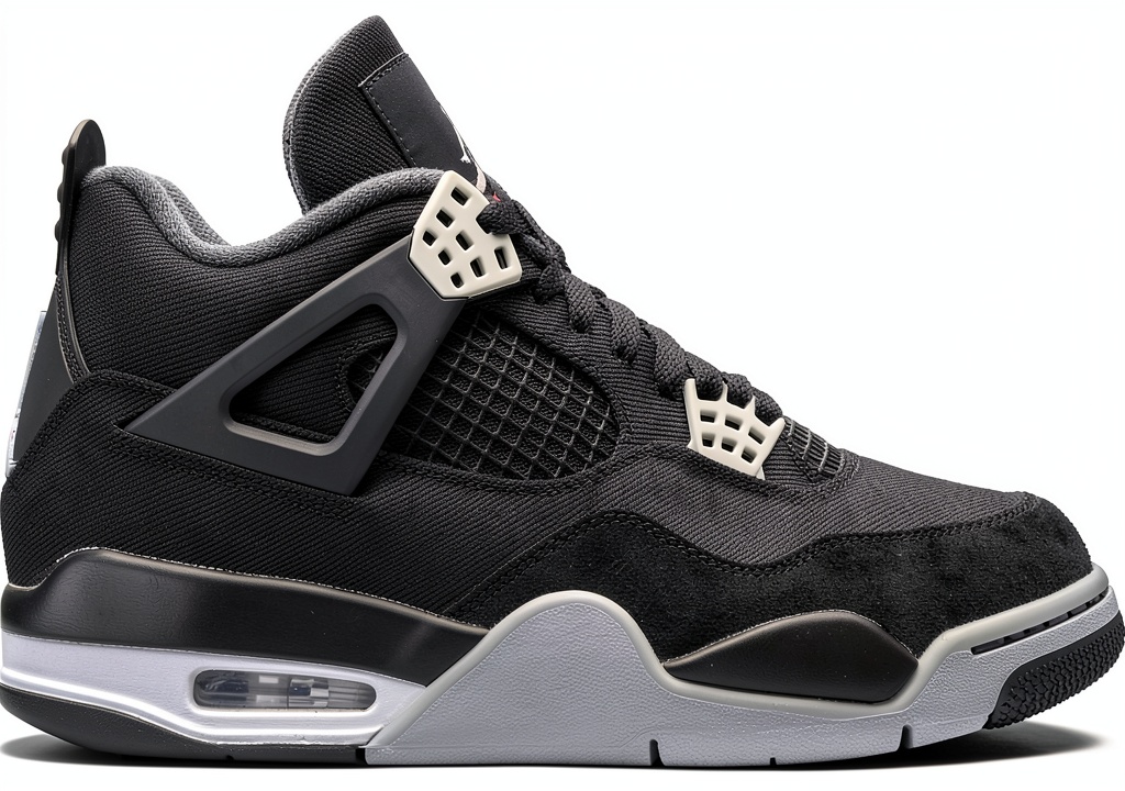 Installing Nike Men's Basketball Shoes Black/Light Steel Grey on a wooden desk