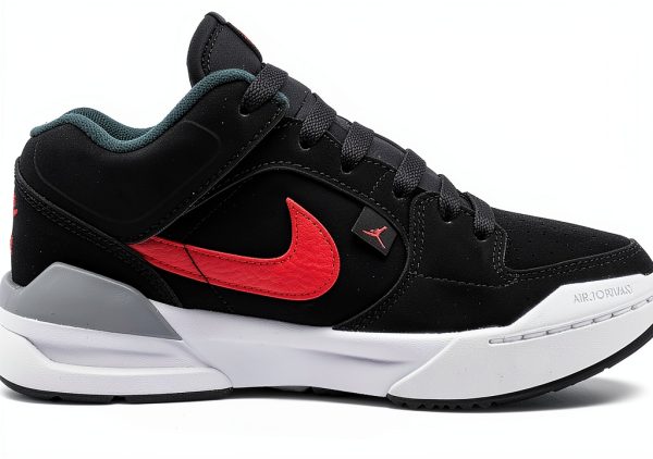 Nike Boys Basketball Shoes Big Kid 5.5-7 Black/White/Fire Red Suede-1