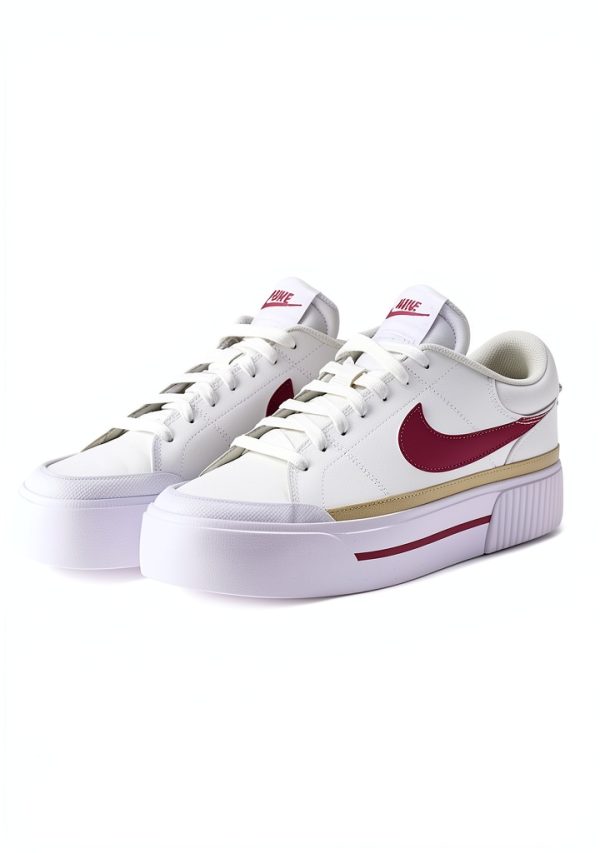 Nike Women’s Court Legacy Lift Shoes White Sweet Beet Gold Sneaker-5
