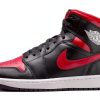 Jordan 1 Mid Bred Mens Shoes Black Varsity Red Summit White-0