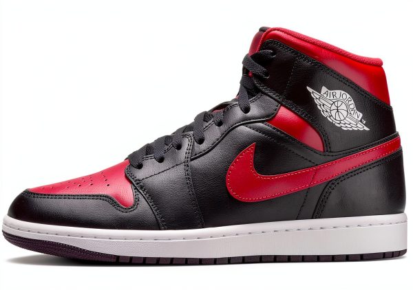 Jordan 1 Mid Bred Mens Shoes Black Varsity Red Summit White-0