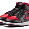 Jordan 1 Mid Bred Mens Shoes Black Varsity Red Summit White-2