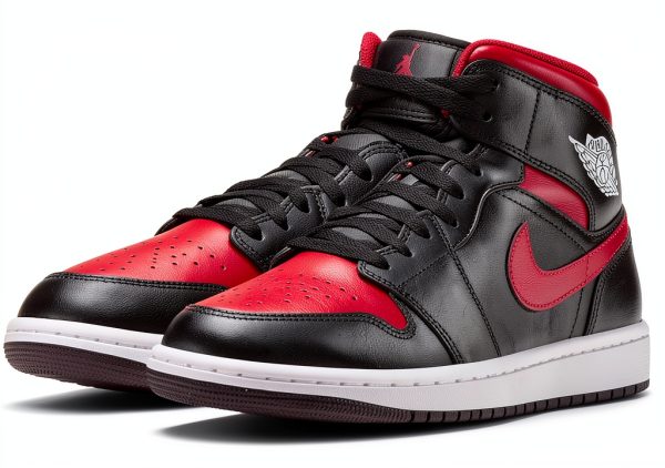 Jordan 1 Mid Bred Mens Shoes Black Varsity Red Summit White-2