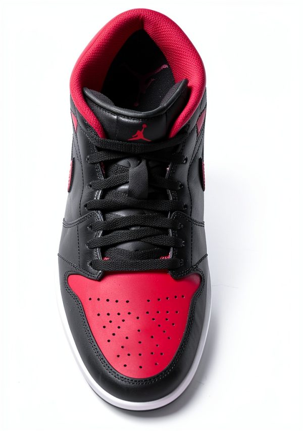 Jordan 1 Mid Bred Mens Shoes Black Varsity Red Summit White-3