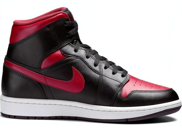 Jordan 1 Mid Bred Mens Shoes Black Varsity Red Summit White-1