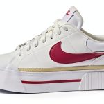 Nike Women’s Court Legacy Lift Shoes White Sweet Beet Gold Sneaker-0