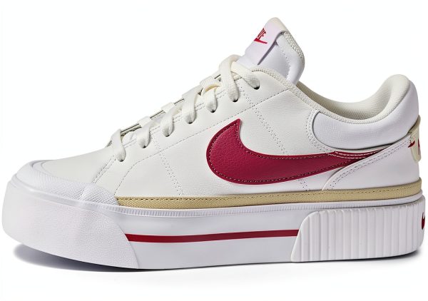Nike Women’s Court Legacy Lift Shoes White Sweet Beet Gold Sneaker-0