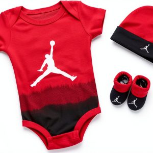 Nike Jordan Infant Ombre Bodysuit Cap and Booties Gift Box Set, Gym Red-red, 0-6 mo (NJ0526R78)-0