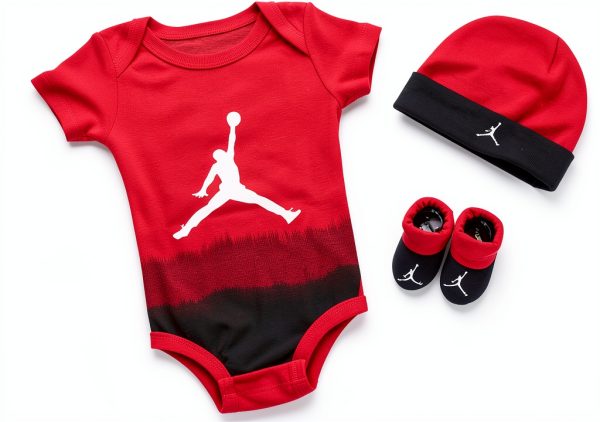 Nike Jordan Infant Ombre Bodysuit Cap and Booties Gift Box Set, Gym Red-red, 0-6 mo (NJ0526R78)-0