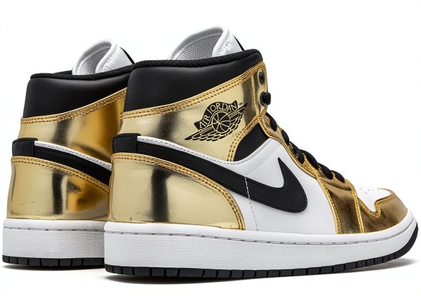 Nike Jordan 1 Mid Metallic Gold Men's Basketball Shoe Size 8.5-2