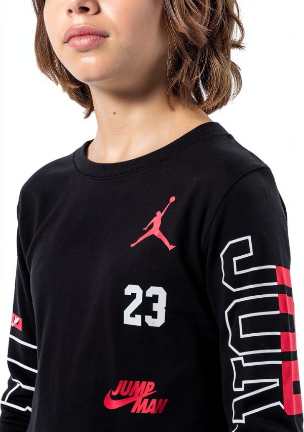 Nike Jordan Black 95B254-023 Big Kids Unisex Long‑Sleeve T‑Shirt-3