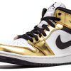 Nike Jordan 1 Mid Metallic Gold Men's Basketball Shoe Size 8.5-3