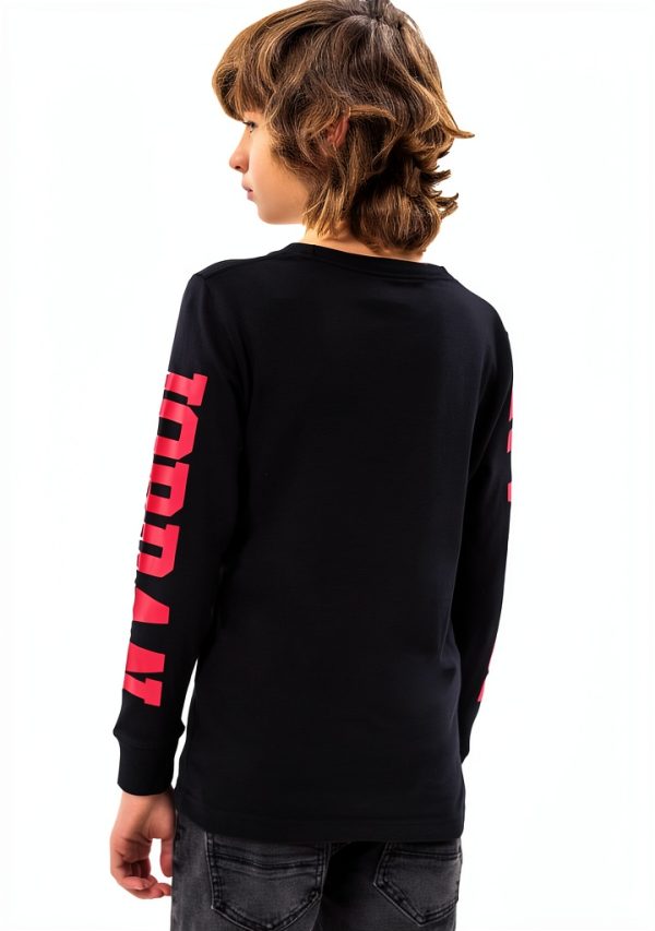 Nike Jordan Black 95B254-023 Big Kids Unisex Long‑Sleeve T‑Shirt-1