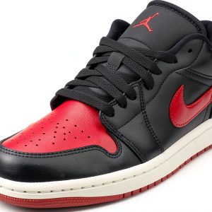 Nike Women Air Jordan 1 Basso Shoes Black Gym Red Sail Size 6.5-0