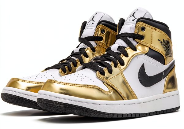 Nike Jordan 1 Mid Metallic Gold Men's Basketball Shoe Size 8.5-1