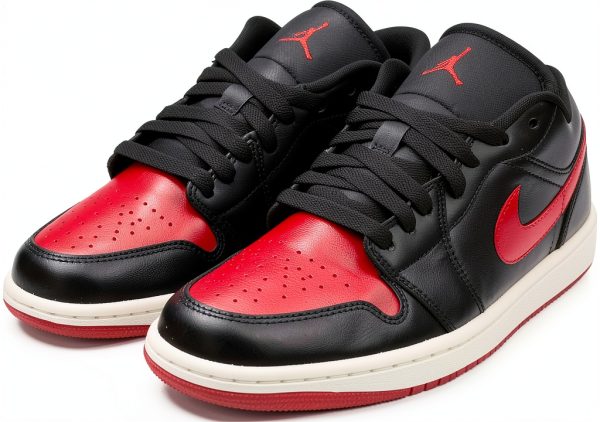 Nike Women Air Jordan 1 Basso Shoes Black Gym Red Sail Size 6.5-8