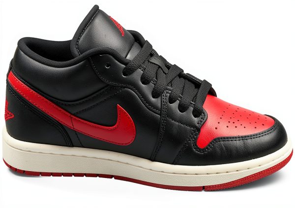 Nike Women Air Jordan 1 Basso Shoes Black Gym Red Sail Size 6.5-5