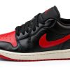 Nike Women Air Jordan 1 Basso Shoes Black Gym Red Sail Size 6.5-4