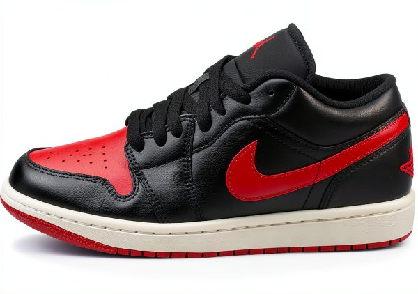 Nike Women Air Jordan 1 Basso Shoes Black Gym Red Sail Size 6.5-4