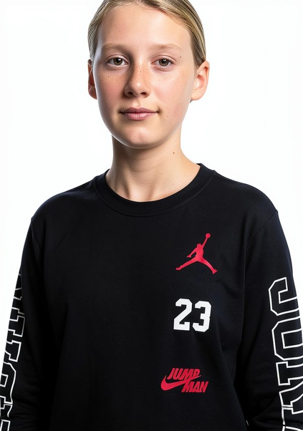 Nike Jordan Black 95B254-023 Big Kids Unisex Long‑Sleeve T‑Shirt-7