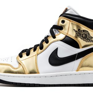 Nike Jordan 1 Mid Metallic Gold Men's Basketball Shoe Size 8.5-0