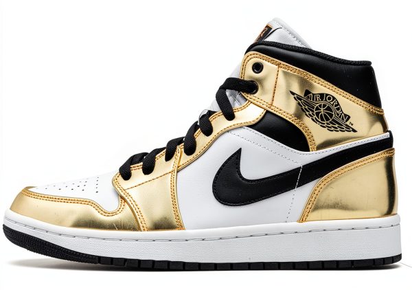Nike Jordan 1 Mid Metallic Gold Men's Basketball Shoe Size 8.5-0