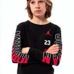 Nike Jordan Black 95B254-023 Big Kids Unisex Long‑Sleeve T‑Shirt-0