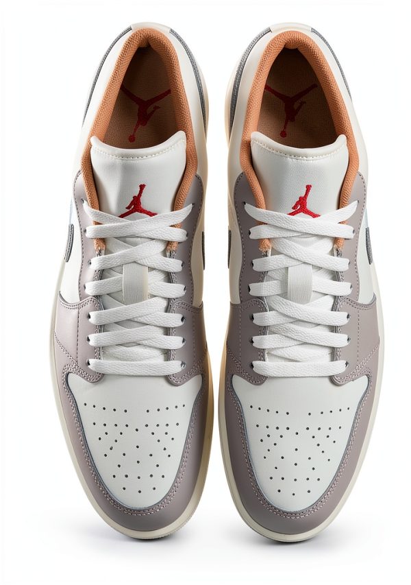 Air Jordan 1 Low Men's Shoes Sail College Grey Hemp Fire Red Size 7.5-2