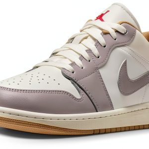 Air Jordan 1 Low Men's Shoes Sail College Grey Hemp Fire Red Size 7.5-0