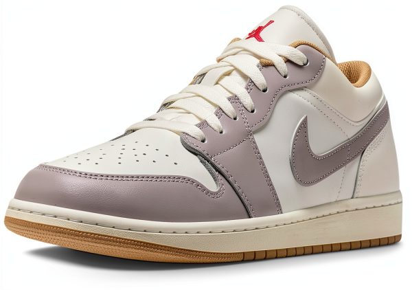 Air Jordan 1 Low Men's Shoes Sail College Grey Hemp Fire Red Size 7.5-0